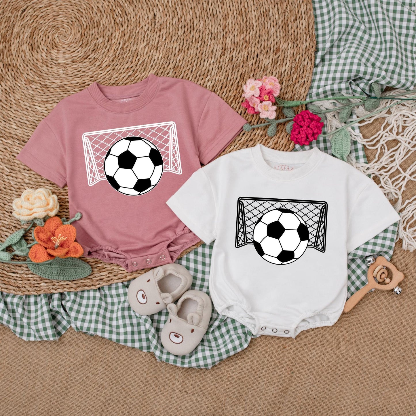 Personalized Soccer Baby Romper Watching Soccer with Daddy Gameday Outfit Cute Soccer Lover Gift for Father's Day