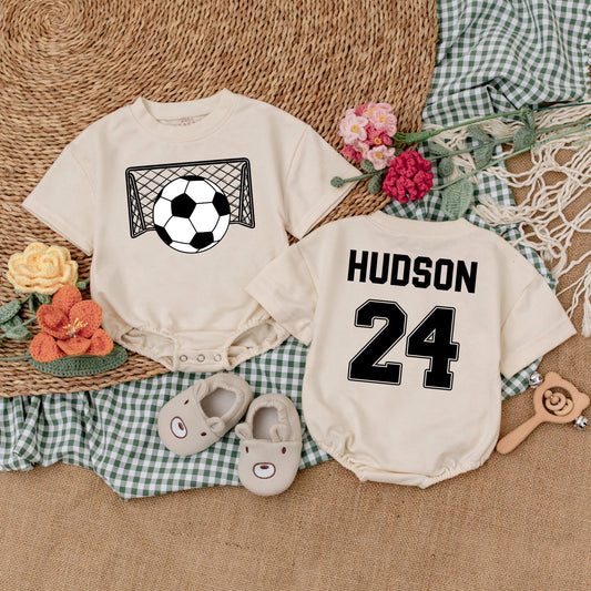Personalized Soccer Baby Romper Watching Soccer with Daddy Gameday Outfit Cute Soccer Lover Gift for Father's Day