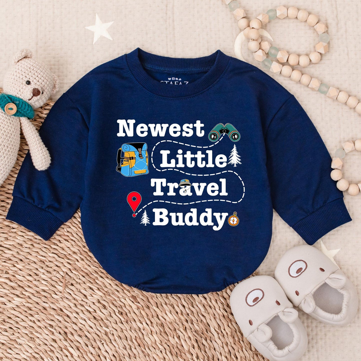 Little Travel Buddy Bubble Romper Adventure Baby Shower Gift Outdoor Explorer Outfit for New Moms & Traveling Parents