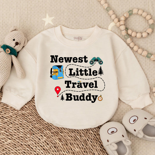 Little Travel Buddy Bubble Romper Adventure Baby Shower Gift Outdoor Explorer Outfit for New Moms & Traveling Parents