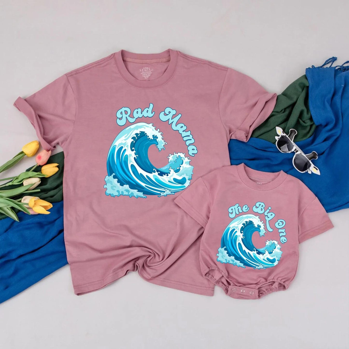 Personalized Surf First Birthday Family Matching T-Shirts Summer Vacation Beach Party Tees for Mom Dad Baby Kid Gifts