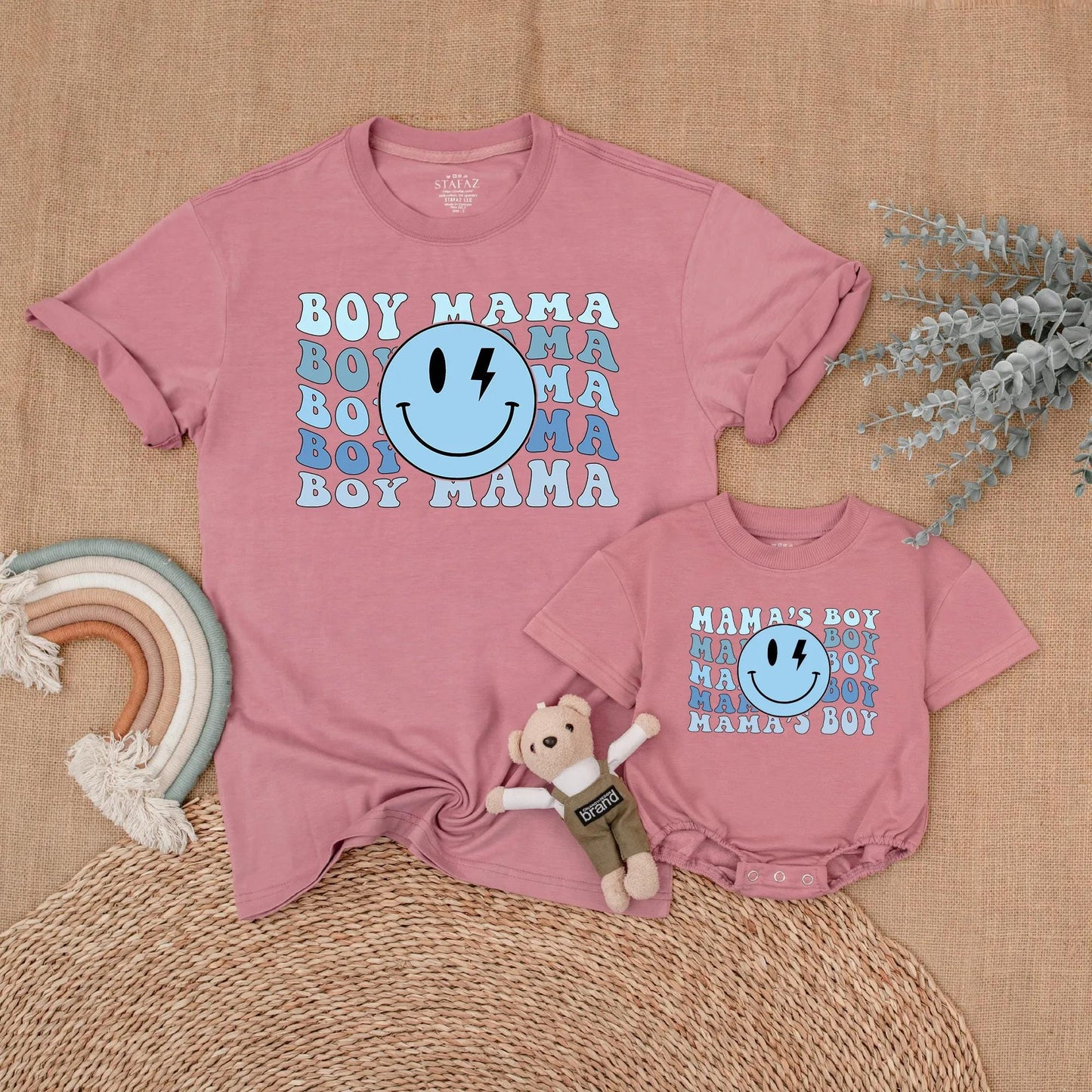 Mama & Mama's Boy Matching First Mother's Day Shirts, Mom & Son Outfits, Baby Boy Gift, Smile Face Design