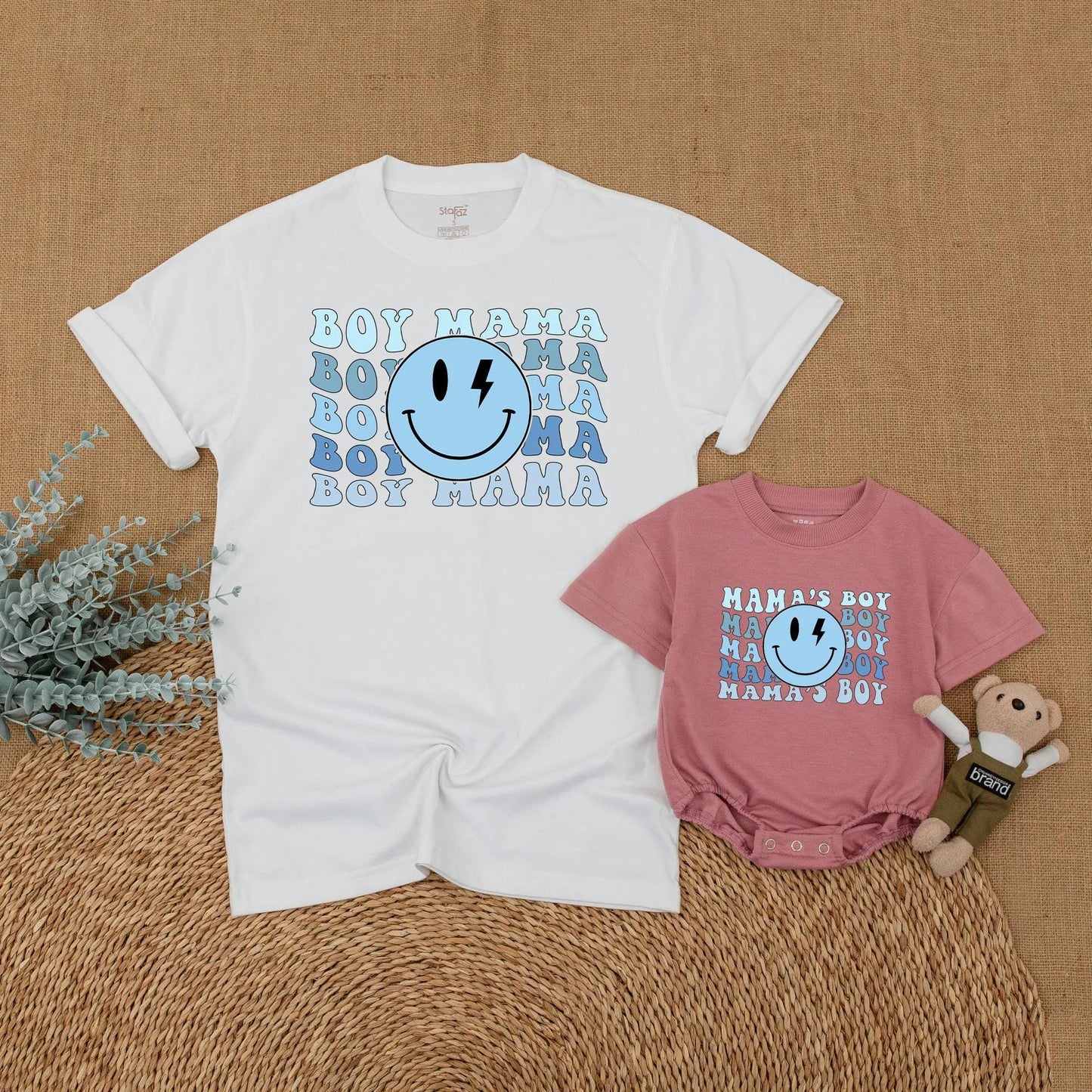 Mama & Mama's Boy Matching First Mother's Day Shirts, Mom & Son Outfits, Baby Boy Gift, Smile Face Design
