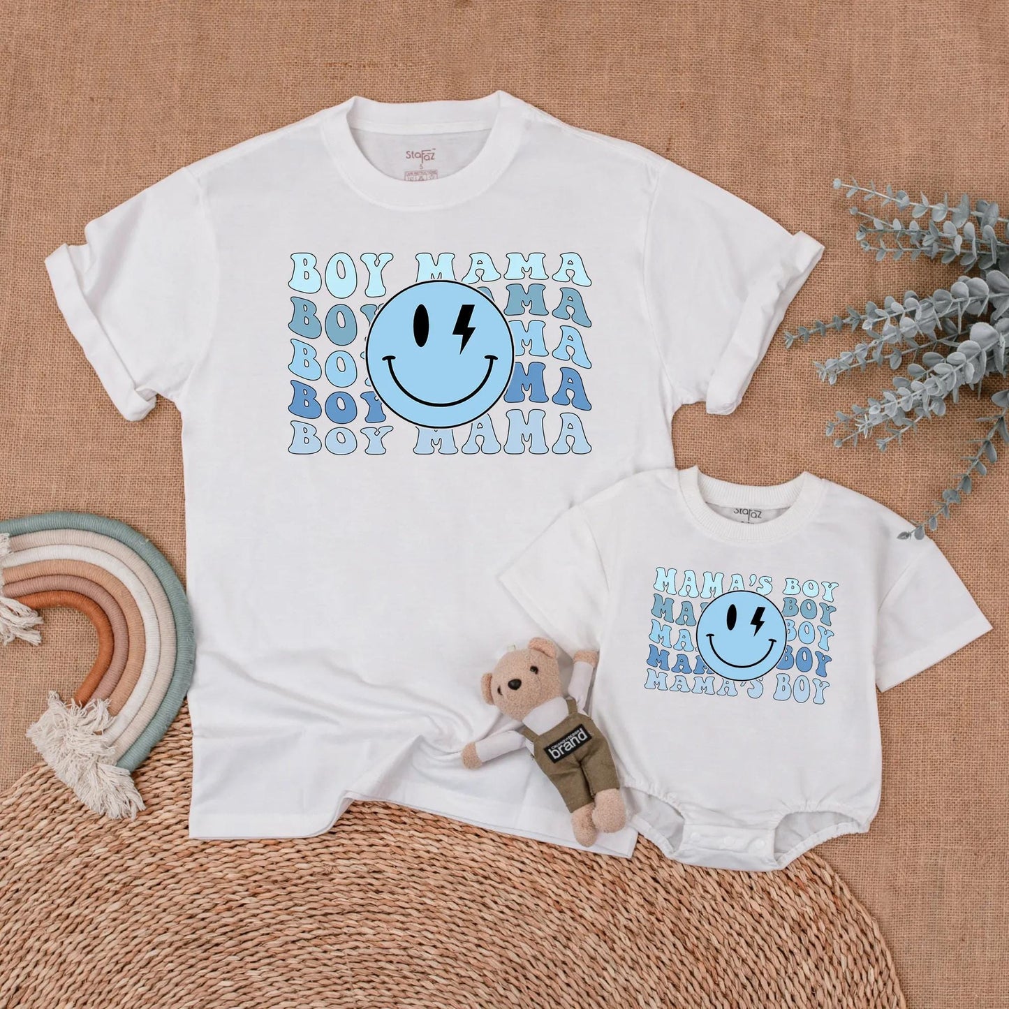 Mama & Mama's Boy Matching First Mother's Day Shirts, Mom & Son Outfits, Baby Boy Gift, Smile Face Design