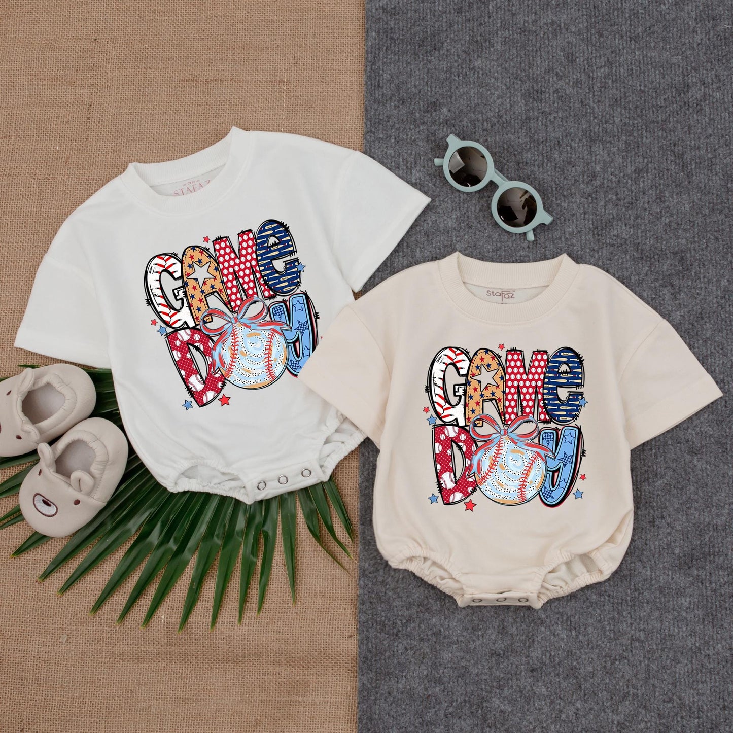 Game Day Baseball Brushstroke Romper Newborn Baby Girl Gift - Baseball Lover Tee Custom Name Birthday Outfit Shower