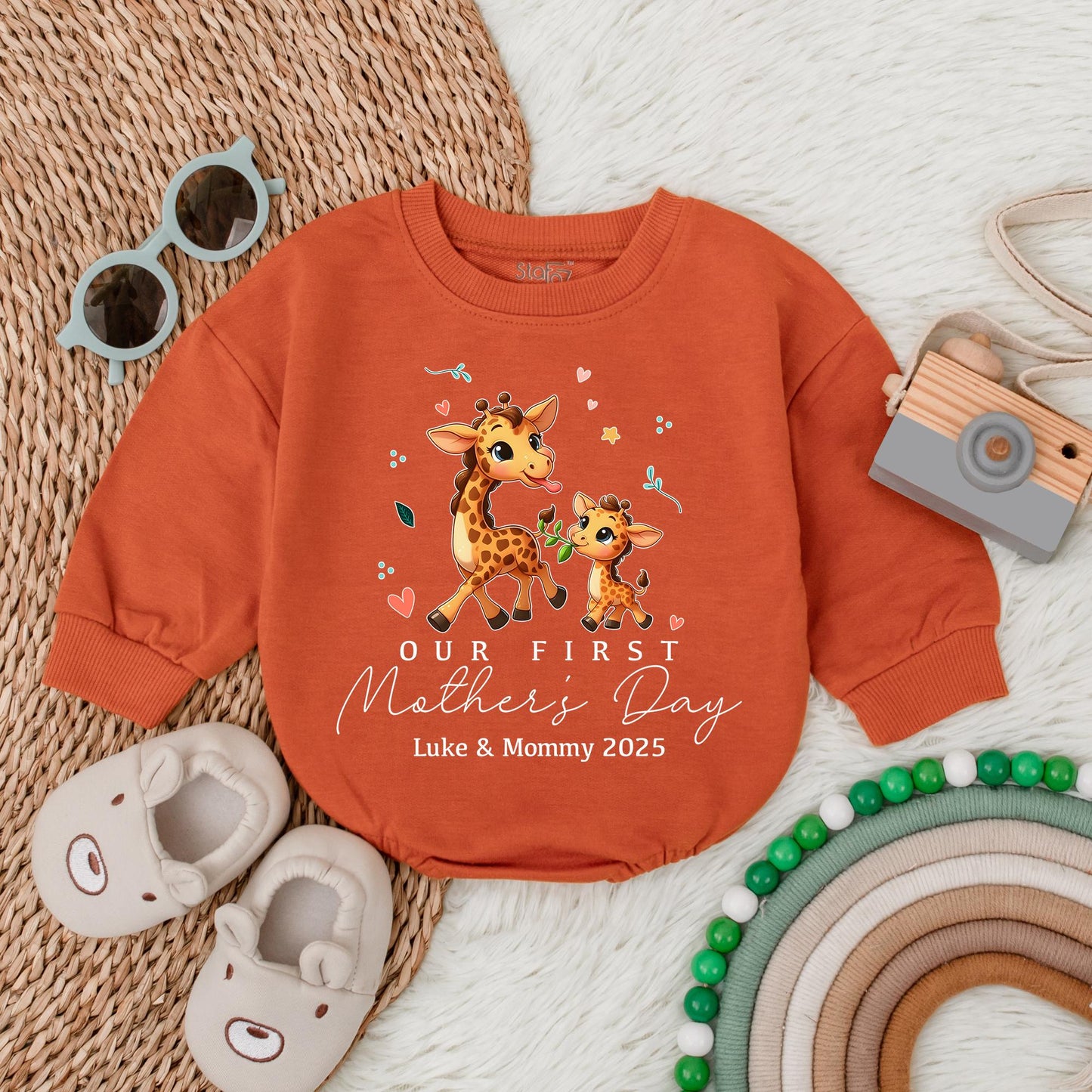 Personalized 1st Mother's Day Bubble Romper for Baby Boy - Best Mom Ever Bodysuit, New Mom Gift, Baby Shower Present