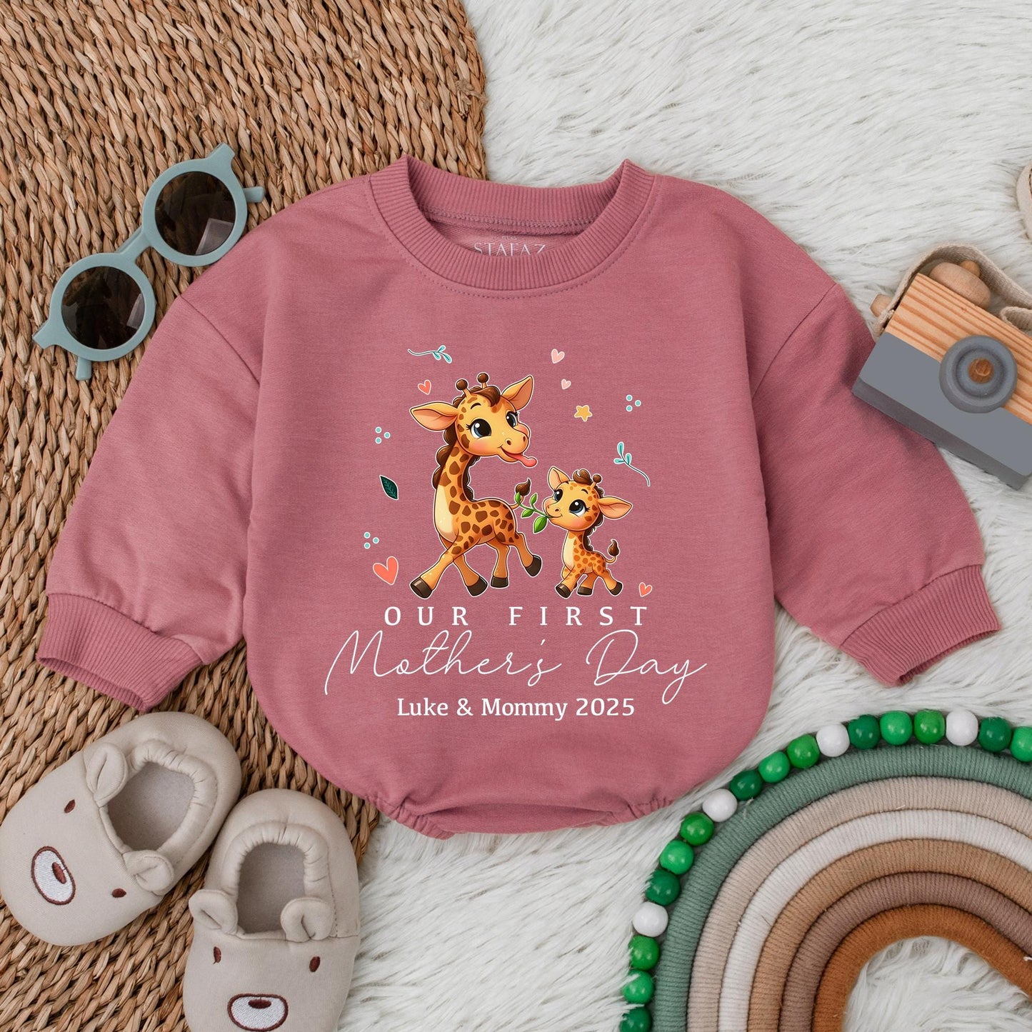Personalized 1st Mother's Day Bubble Romper for Baby Boy - Best Mom Ever Bodysuit, New Mom Gift, Baby Shower Present
