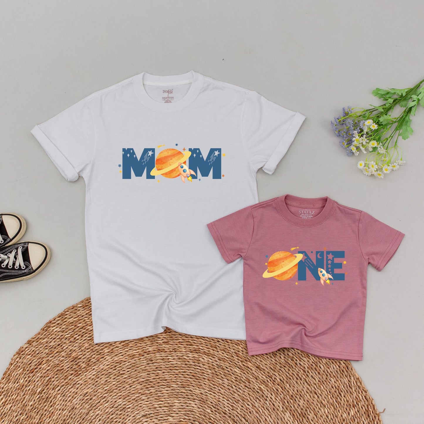 Personalized Space Birthday Family Matching T-Shirt for 1st Birthday Boy First Trip Around the Sun Astronaut Tee Gift