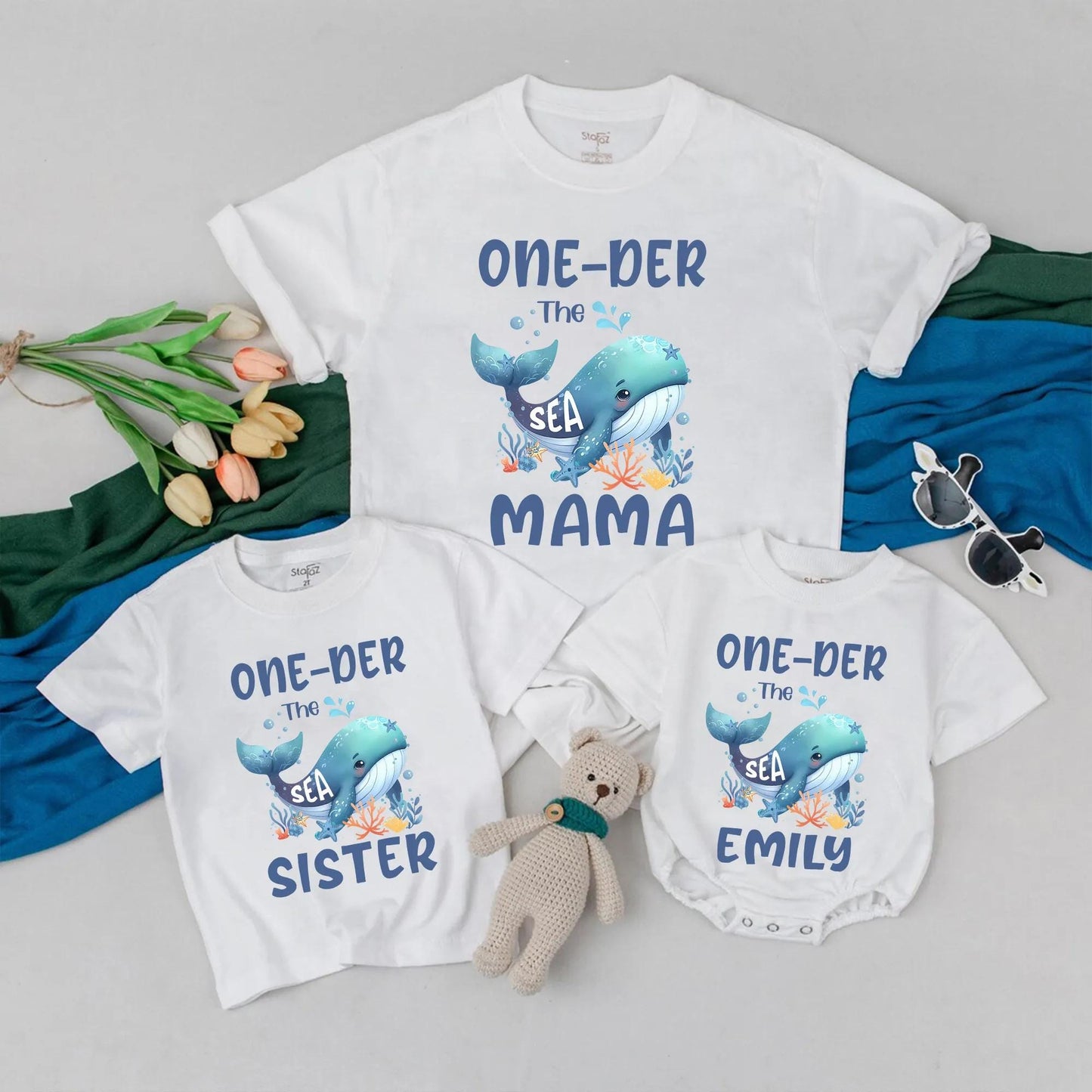 Personalized Oneder The Sea Birthday T-Shirts Mermaid Party Outfit First Birthday Boy Romper Ocean Sea Gifts