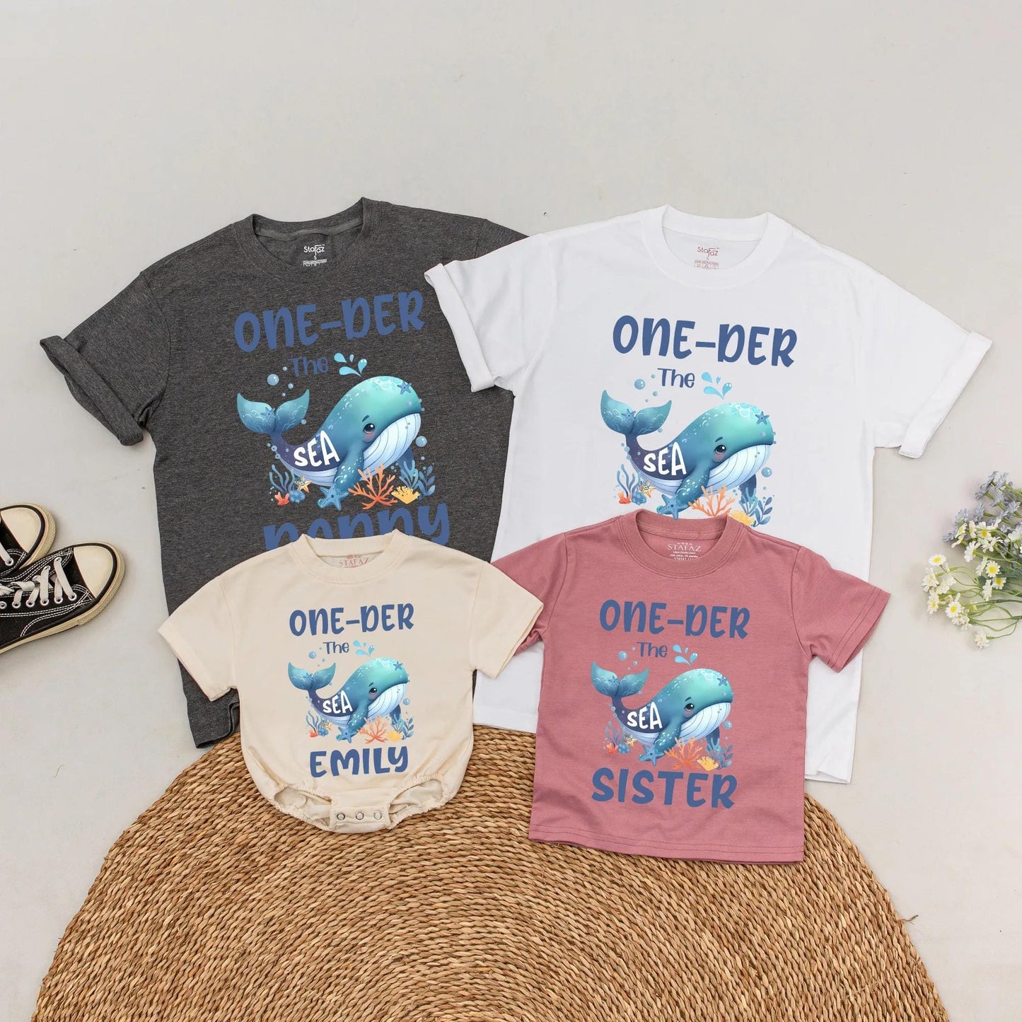 Personalized Oneder The Sea Birthday T-Shirts Mermaid Party Outfit First Birthday Boy Romper Ocean Sea Gifts