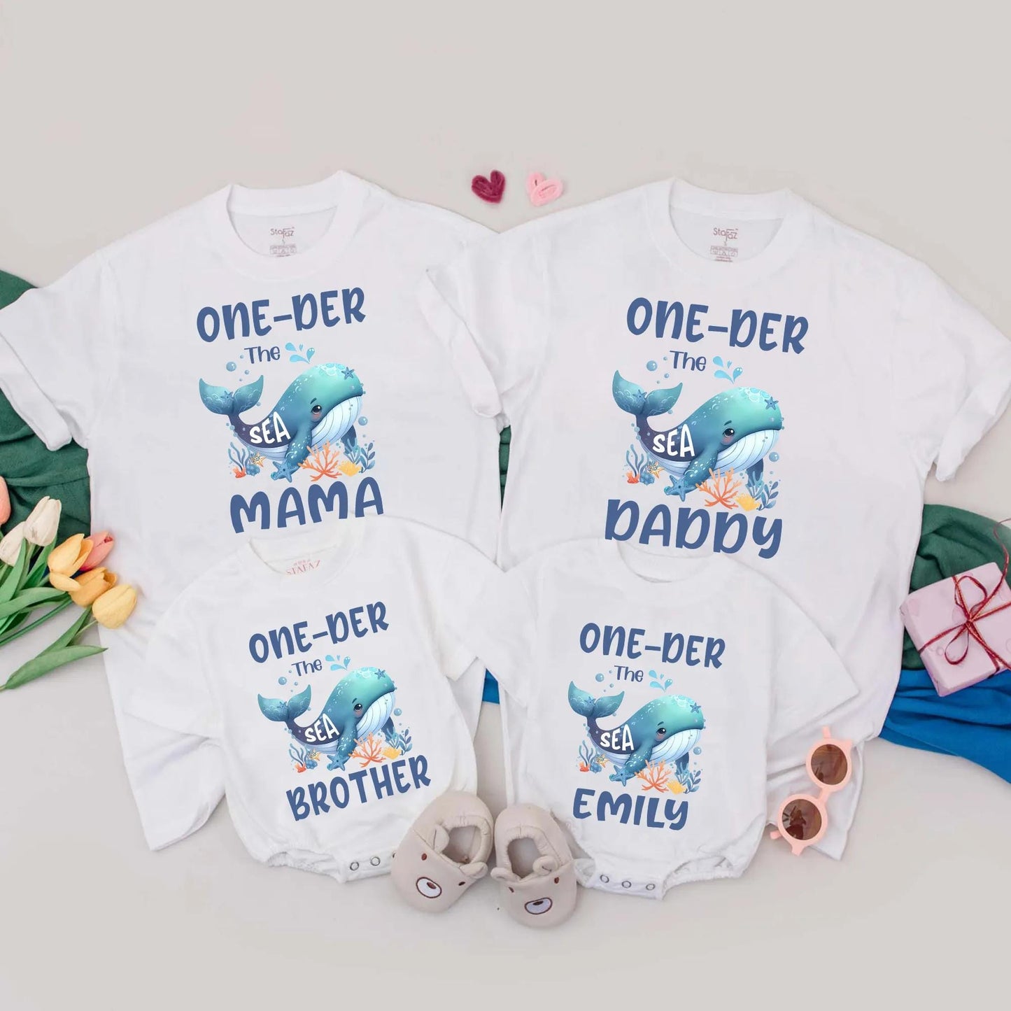 Personalized Oneder The Sea Birthday T-Shirts Mermaid Party Outfit First Birthday Boy Romper Ocean Sea Gifts