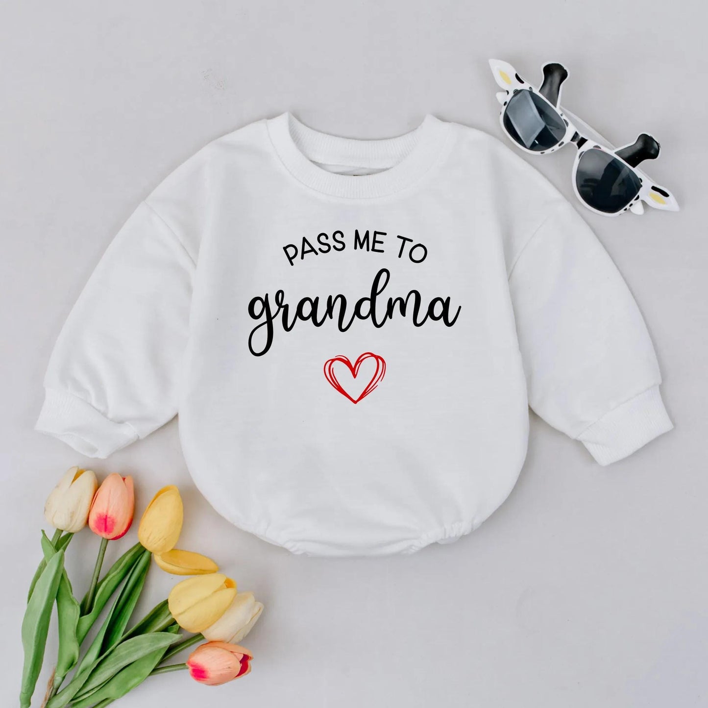 Personalized Pass Me to Grandma Bubble Romper Infant Bodysuit Soft Cotton Adorable Funny Newborn Baby Shower Gift for Girl Boy