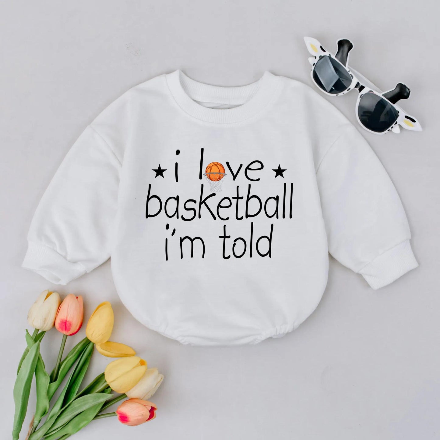Funny Basketball Baby Boy Bubble Romper "I Love Basketball" Sports Bodysuit Cute Infant Outfit Baby Shower Gift Comfortable Newborn Baller Jumpsuit
