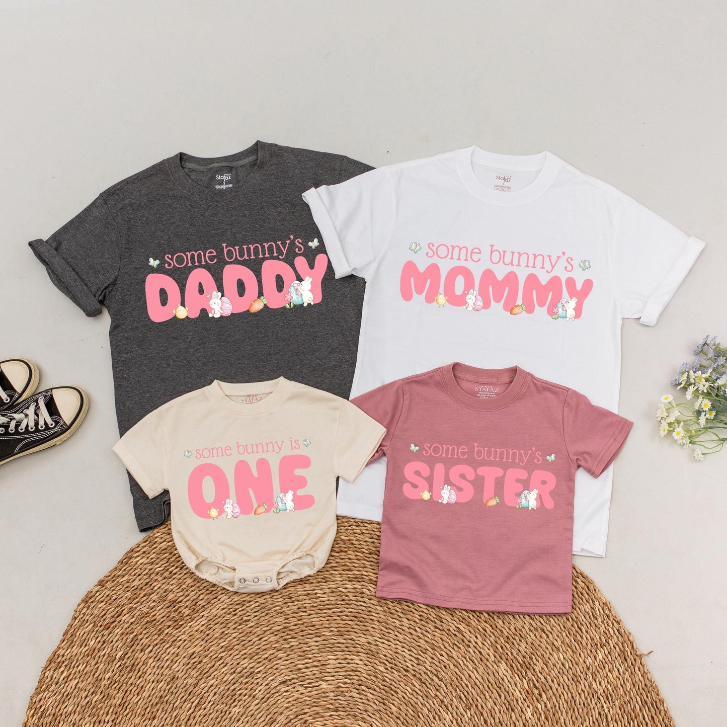 Matching Bunny 1st Birthday Family Shirts - Some Bunny is One Outfit, First Birthday Gifts, Personalized Baby Boy Girl