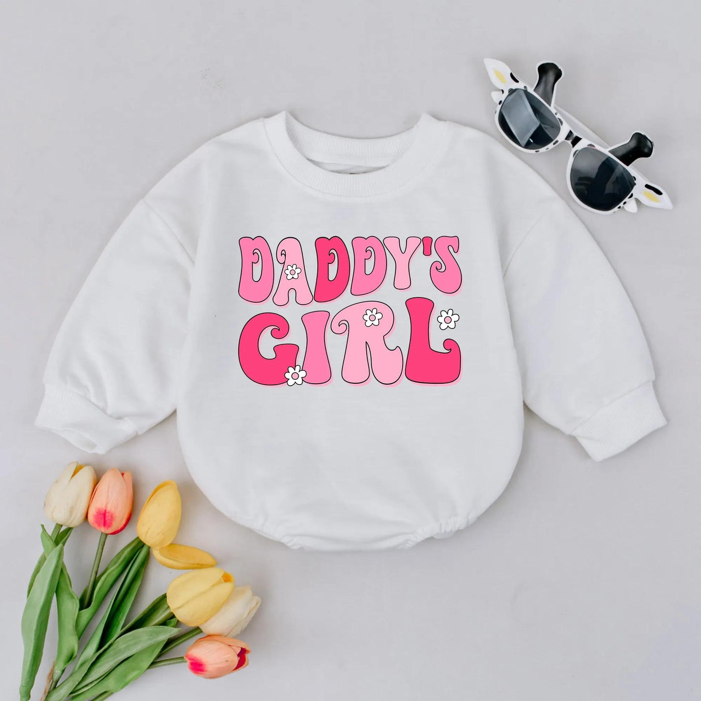 Daddy's Girl Retro Romper Groovy Newborn Bodysuit Baby Shower Gift Infant Clothes Cute Baby Girl Outfit