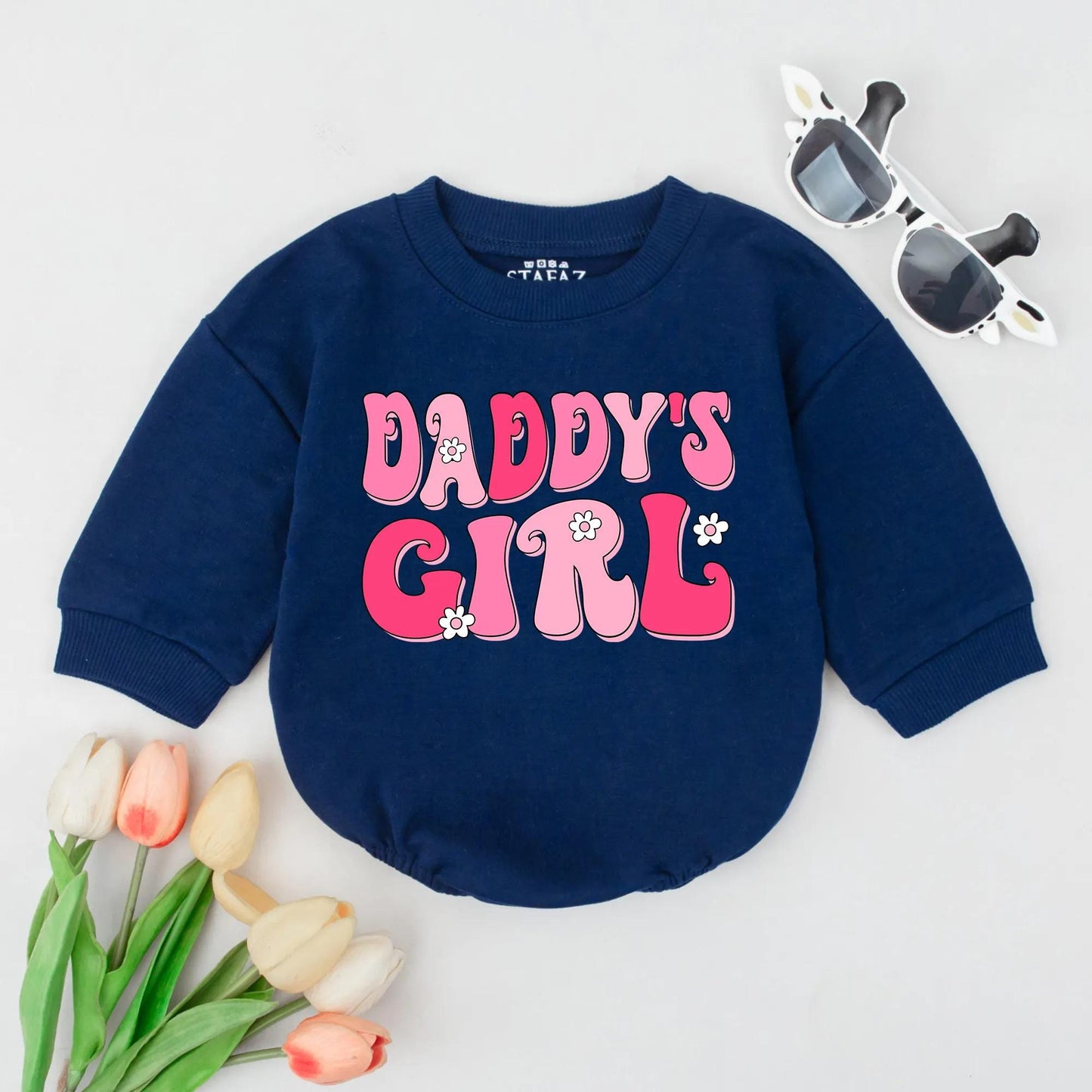 Daddy's Girl Retro Romper Groovy Newborn Bodysuit Baby Shower Gift Infant Clothes Cute Baby Girl Outfit