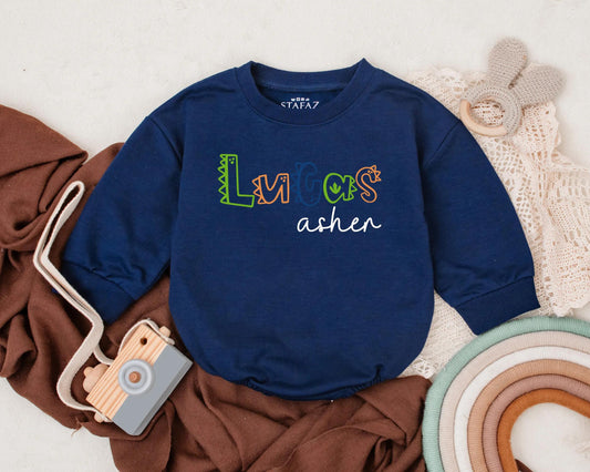 Personalized Dinosaur Baby Romper for Baby Boys with Name Option Newborn Toddler Birthday Outfit Cute Dino Theme Shower Gift