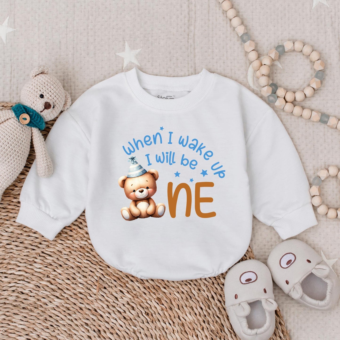 Personalized Bear First Birthday Bubble Romper Cute Beary Boy Outfit Custom Baby Clothes First Birthday Gift for Boy