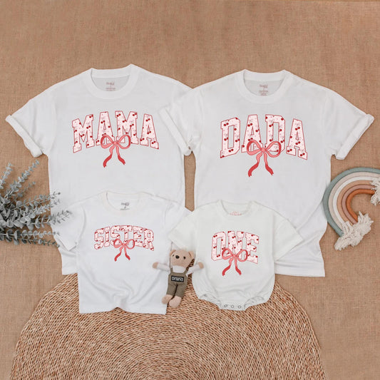 Cherry First Birthday Matching Shirt Set Mommy and Me Outfit Adorable Bow First Birthday Gift for Baby Girl