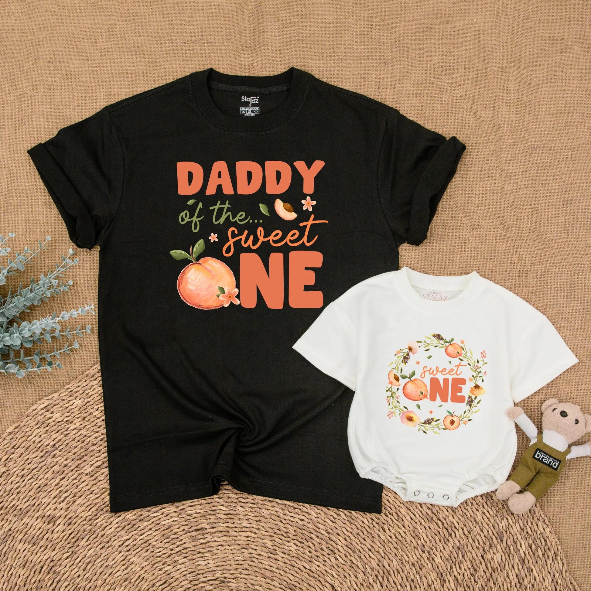 Sweet Peach 1st Birthday Family Shirts Mommy Me Outfits Baby Girl Birthday Party Theme Matching Girl First Birthday Shirt