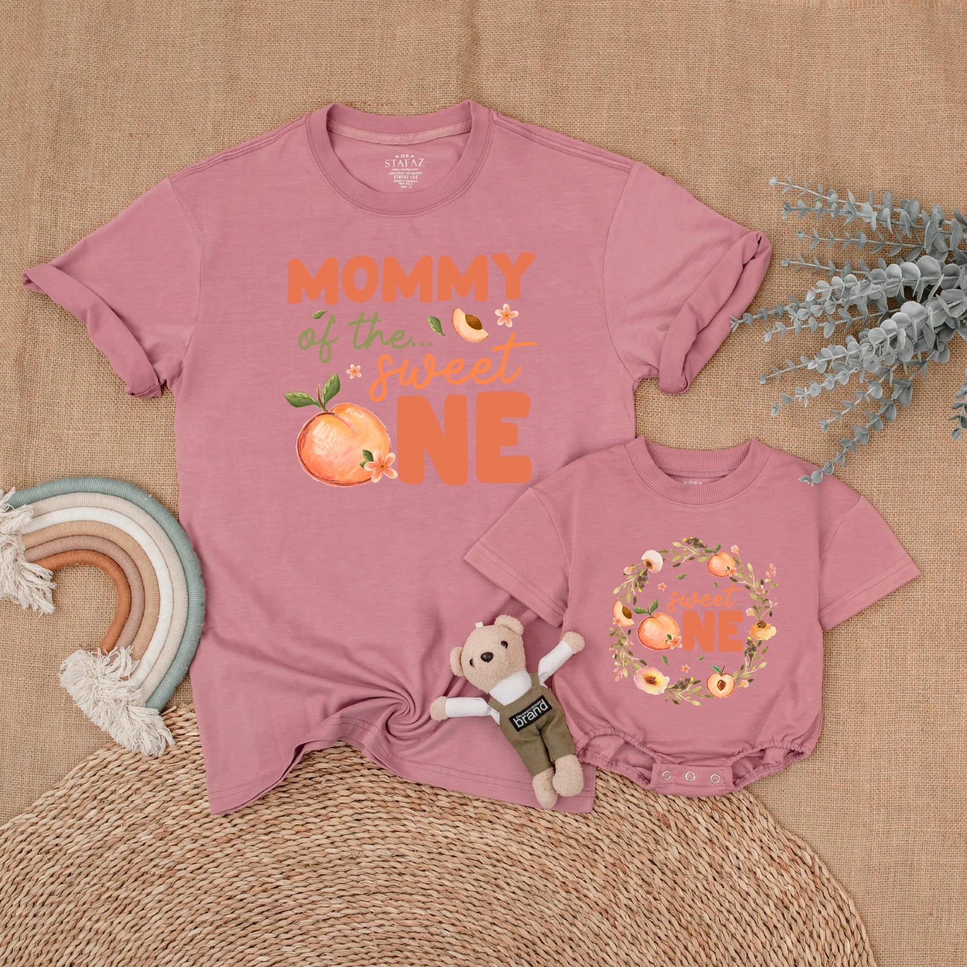 Sweet Peach 1st Birthday Family Shirts Mommy Me Outfits Baby Girl Birthday Party Theme Matching Girl First Birthday Shirt