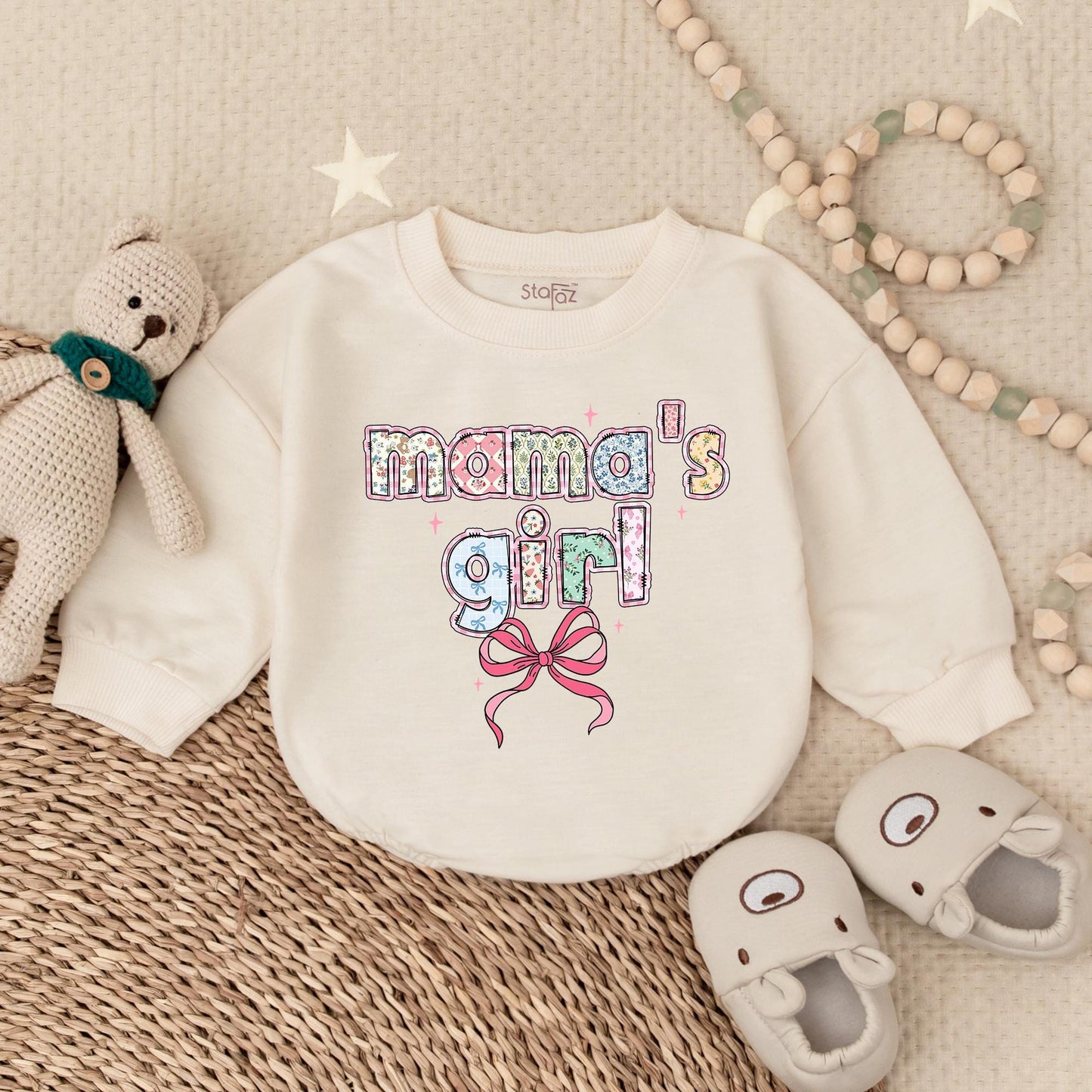 Mama's Girl Baby Pink Bow Bubble Romper Sweetest Mommy's Little Girl Outfit Perfect Mother's Day Gift for Baby Girl