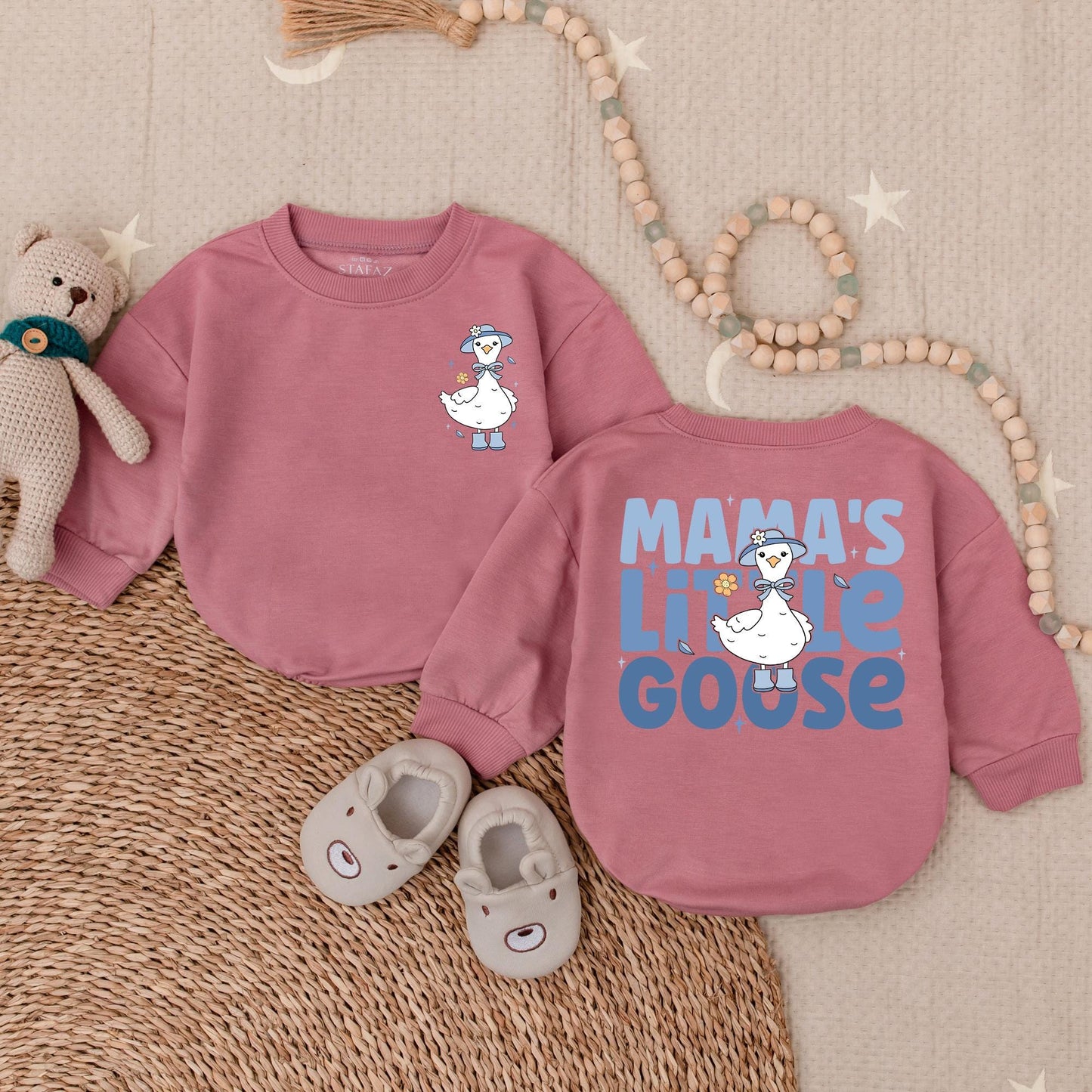 Mama's Little Goose Bubble Romper Adorable Baby Girl Outfit Mother's Day Gift Mommy's Bestie Newborn Clothes