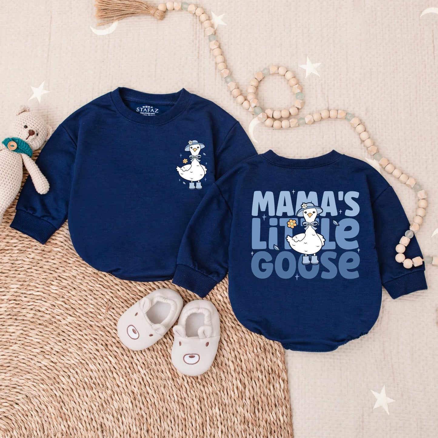 Mama's Little Goose Bubble Romper Adorable Baby Girl Outfit Mother's Day Gift Mommy's Bestie Newborn Clothes