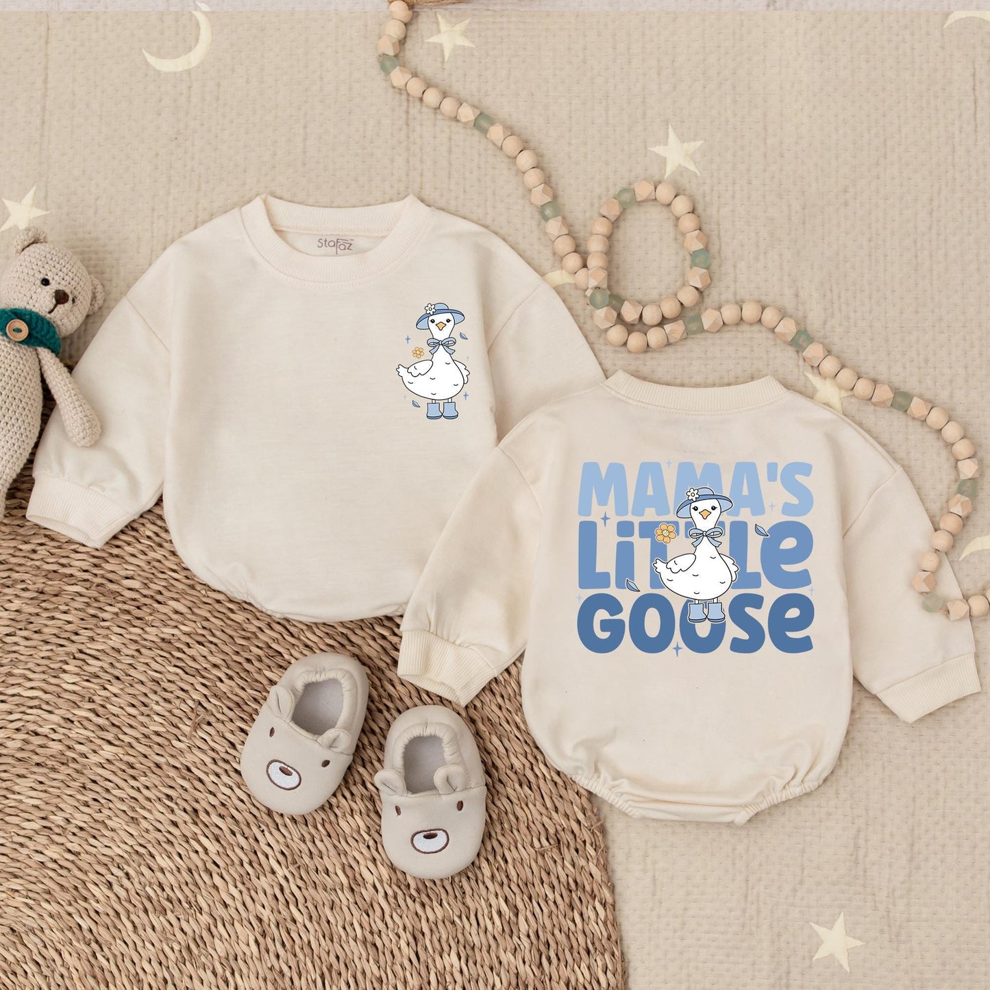 Mama's Little Goose Bubble Romper Adorable Baby Girl Outfit Mother's Day Gift Mommy's Bestie Newborn Clothes