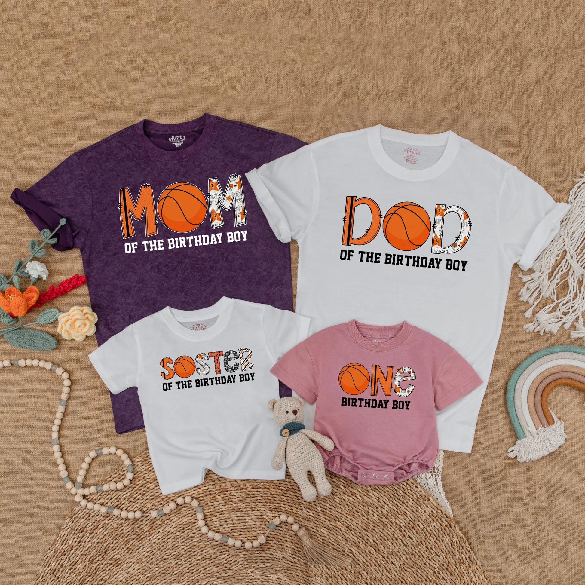 Basketball Birthday Matching Family Shirts First Birthday Boy Sports Party Outfits