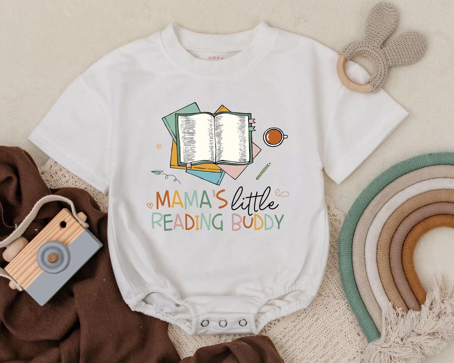 Mama's Little Reading Buddy Baby Romper Book Lover Outfit for Newborn Infant Mother's Day Gift for Bookish Moms New Mom Shower