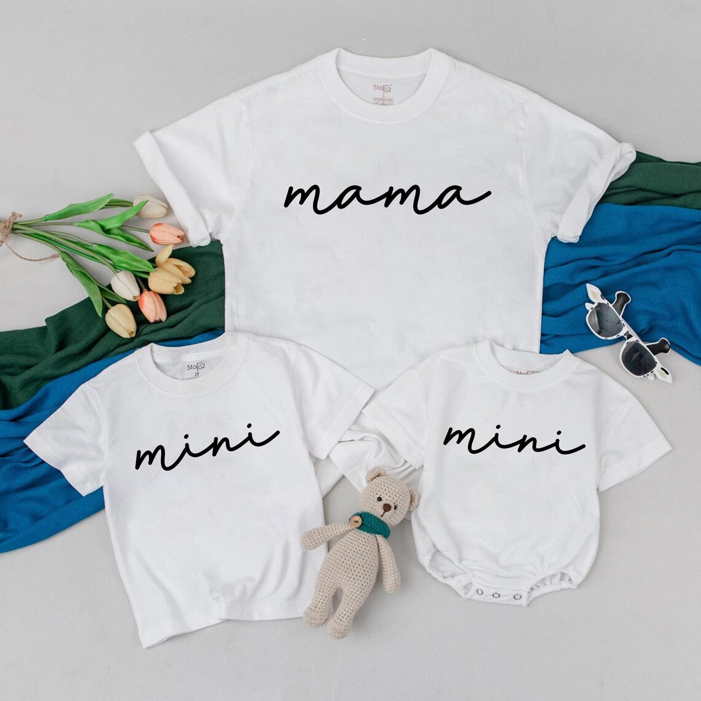 Personalized Mama & Mini First Mother's Day Matching Outfit with Flower Heart Design for Mom and Daughter Custom Gift