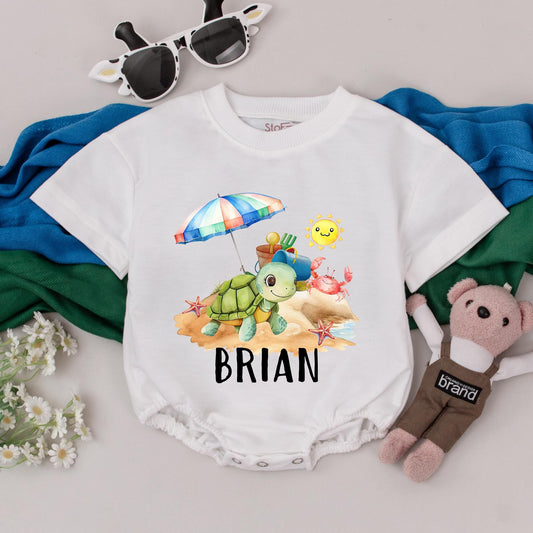 Personalized Name Beach Vacation Romper Baby Toddler Summer Outfit - First Vacation, Beach Bodysuit, Infant Baby Girl Boy Clothes Gift