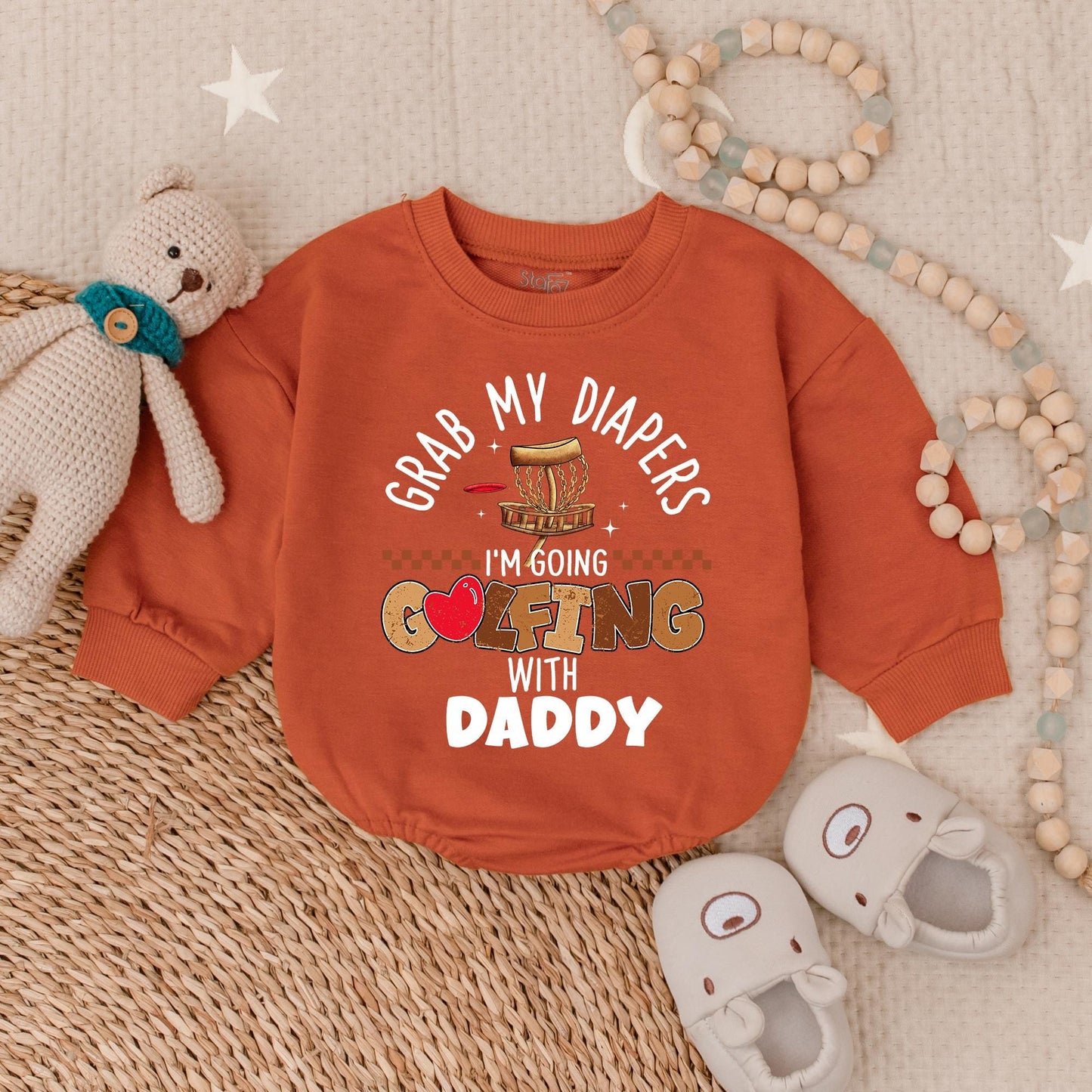 Grab My Diapers I'm Going Golfing With Daddy Baby Romper, Funny Father's Day Gift Newborn Outfit, Cute Baby Boy Clothes, Golfing Baby Onesie