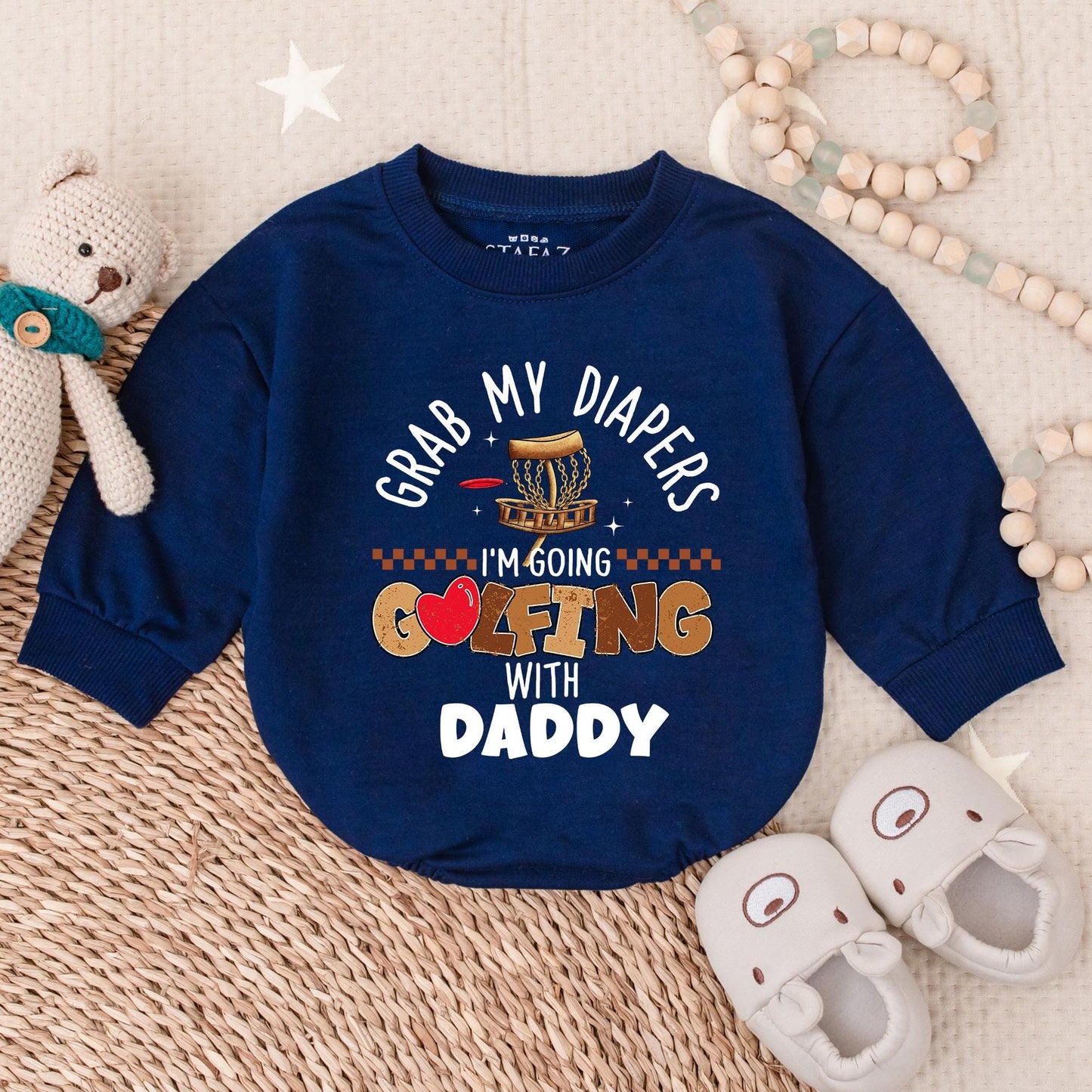 Grab My Diapers I'm Going Golfing With Daddy Baby Romper, Funny Father's Day Gift Newborn Outfit, Cute Baby Boy Clothes, Golfing Baby Onesie