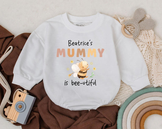 Cute Bee Baby Bubble Romper Personalized Infant Shirt Mommy and Me Outfit Mother's Day Gift for New Mom Custom Baby Clothes Summer