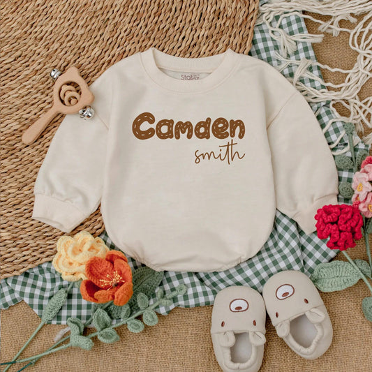Personalized Name Baby Boy Sweatshirt Romper Cozy Newborn Bodysuit Comfortable Baby Shower Gift Coming Home Outfit Warm Clothes