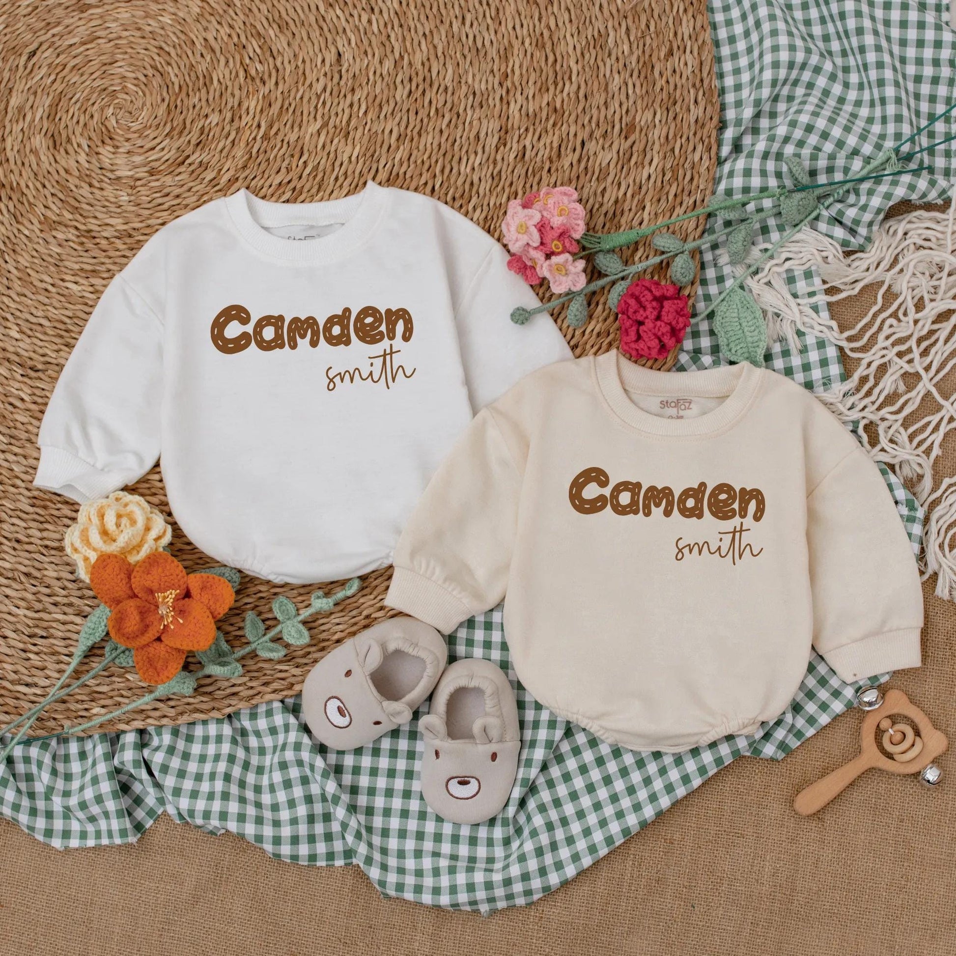Personalized Name Baby Boy Sweatshirt Romper Cozy Newborn Bodysuit Comfortable Baby Shower Gift Coming Home Outfit Warm Clothes