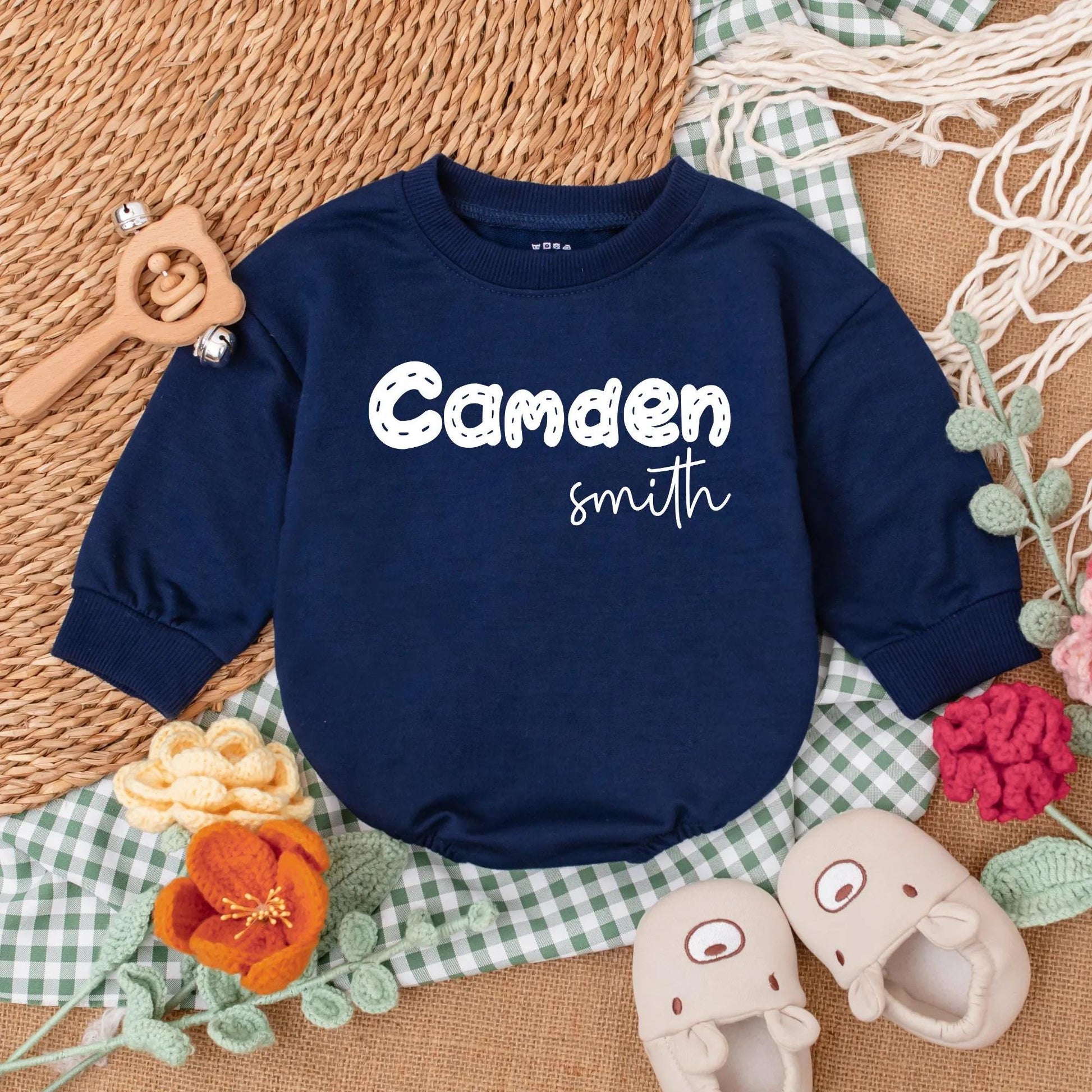 Personalized Name Baby Boy Sweatshirt Romper Cozy Newborn Bodysuit Comfortable Baby Shower Gift Coming Home Outfit Warm Clothes