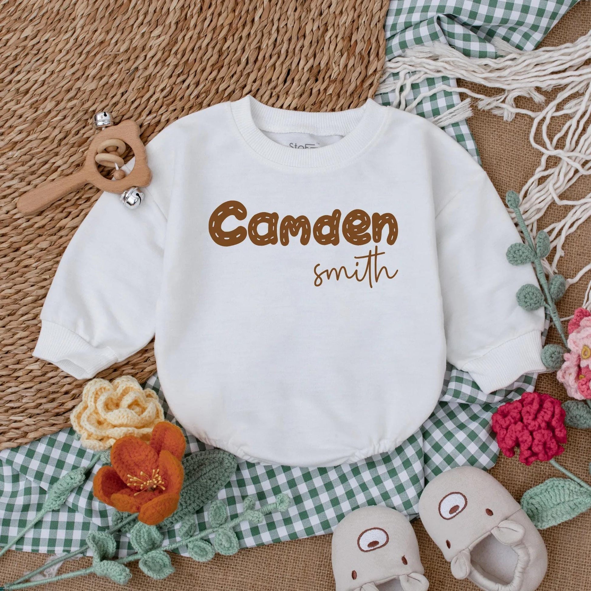 Personalized Name Baby Boy Sweatshirt Romper Cozy Newborn Bodysuit Comfortable Baby Shower Gift Coming Home Outfit Warm Clothes