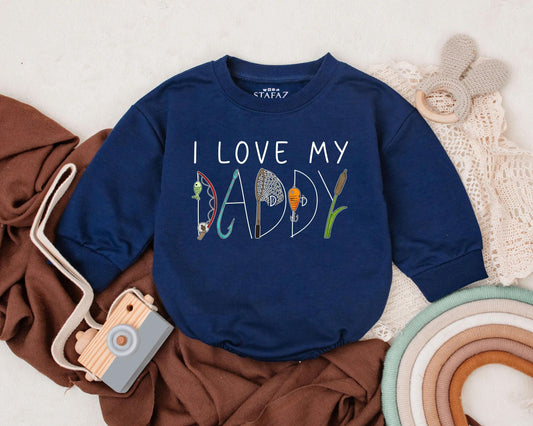 I Love My Daddy Bubble Romper Baby Outfit, First Father's Day Gift, Gone Fishing Romper, New Dad Annoucement, Cotton Comfort