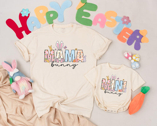 Mama Mini Bunny Matching Shirts, Easter Family Outfit, Cute Whimsical Design, Mommy and Me, First Easter Outfit, Birthday Gifts, Personalized Option Available