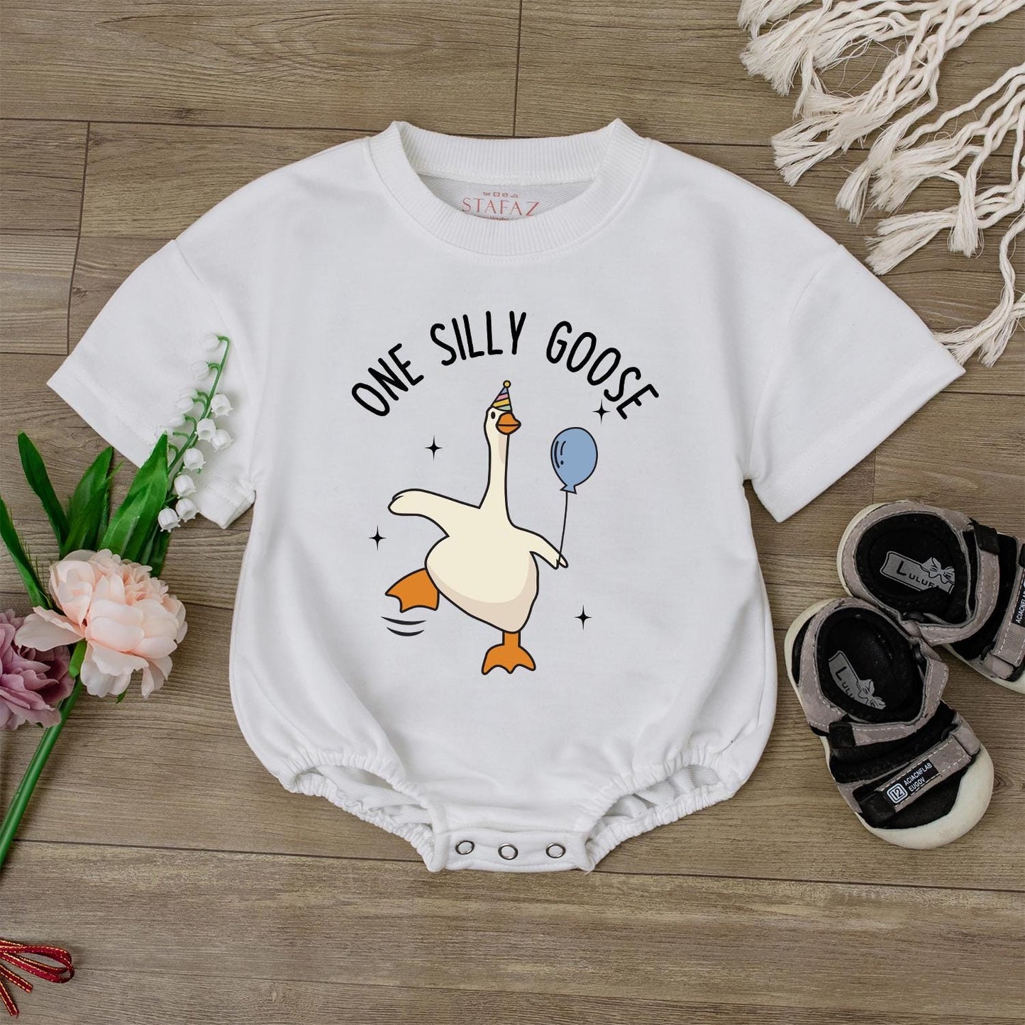 One Silly Goose Baby Romper, Funny Baby Bodysuit, Cute Infant Outfit, Baby Shower Gift, Newborn Romper, Retro Baby Clothes, Gender Neutral