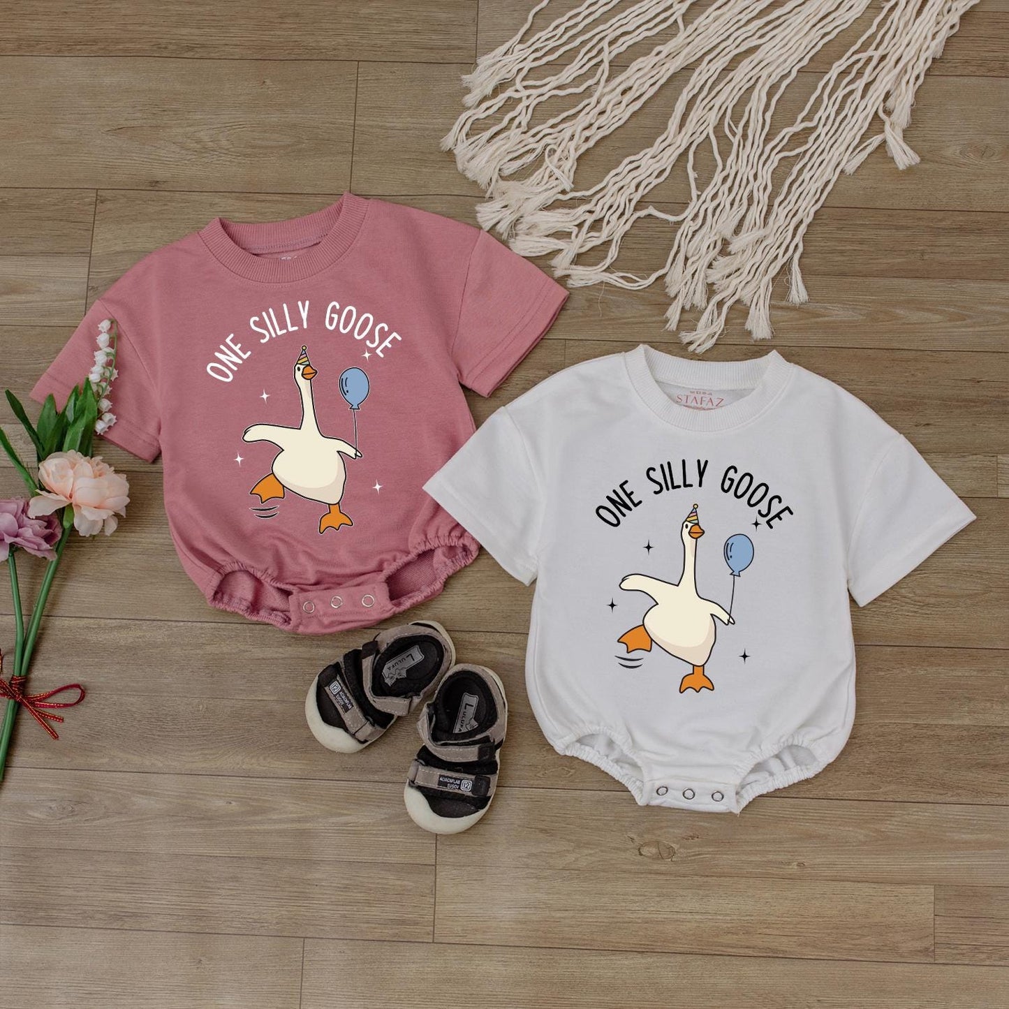 One Silly Goose Baby Romper, Funny Baby Bodysuit, Cute Infant Outfit, Baby Shower Gift, Newborn Romper, Retro Baby Clothes, Gender Neutral