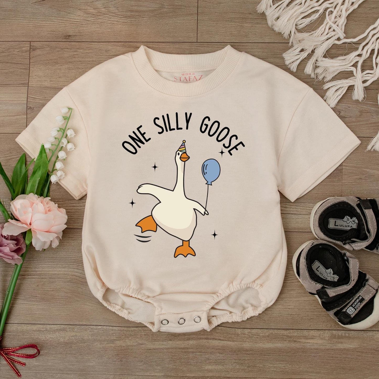 One Silly Goose Baby Romper, Funny Baby Bodysuit, Cute Infant Outfit, Baby Shower Gift, Newborn Romper, Retro Baby Clothes, Gender Neutral