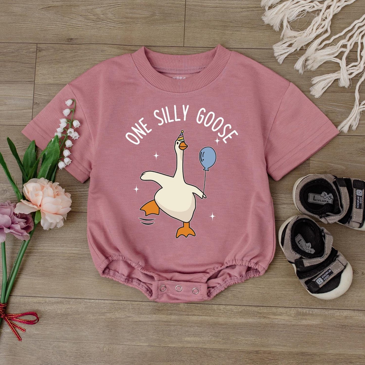 One Silly Goose Baby Romper, Funny Baby Bodysuit, Cute Infant Outfit, Baby Shower Gift, Newborn Romper, Retro Baby Clothes, Gender Neutral