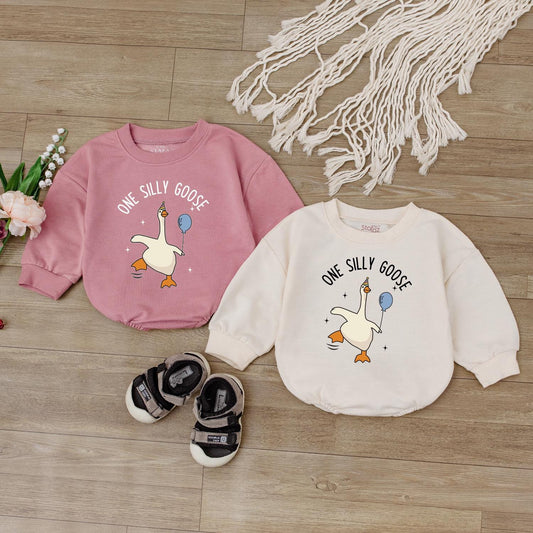 One Silly Goose Baby Romper - Funny Infant Bodysuit for Baby Shower Gift or Newborn Clothes, Retro Gender Neutral Outfit