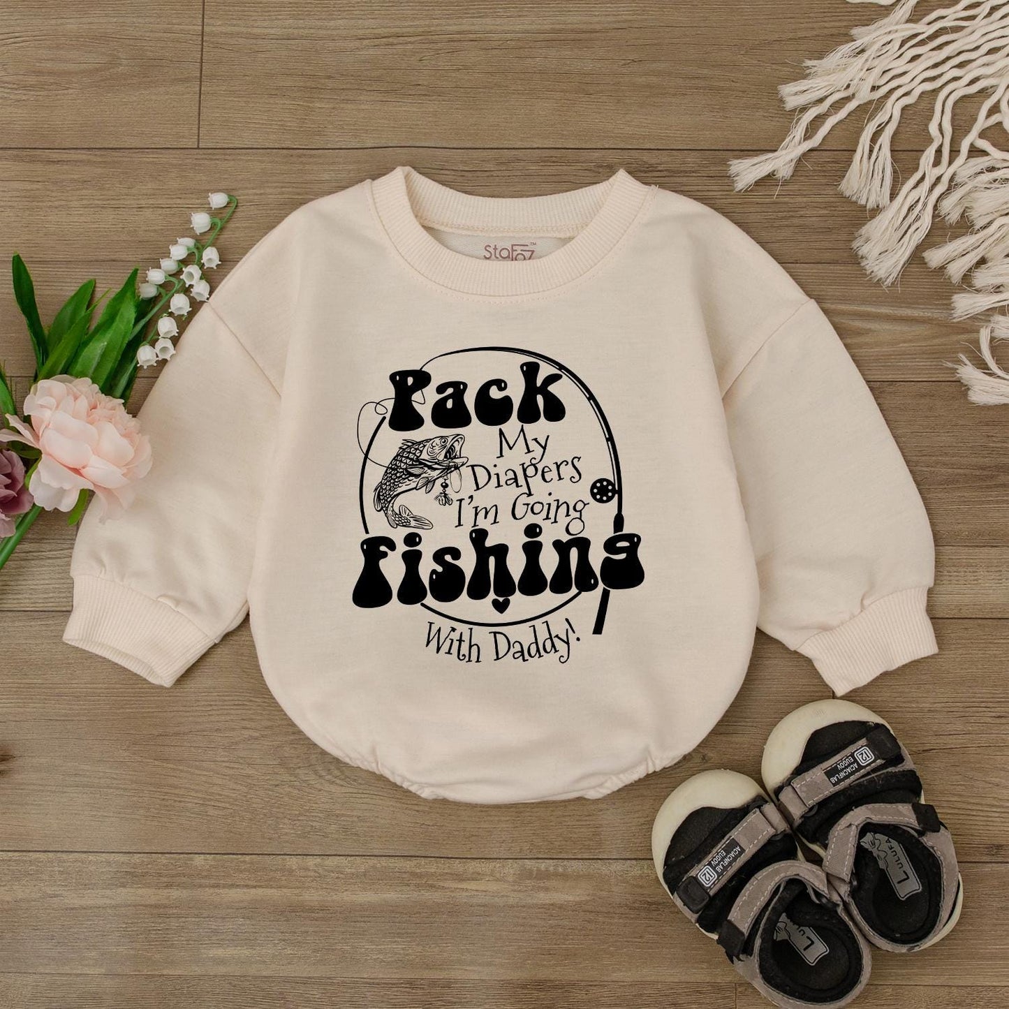 Daddy and Me Fishing Baby Romper Bodysuit Cute Outdoor Outfit Newborn Baby Shower Gift Idea First Father's Day Camping Trip Infant Summer Apparel