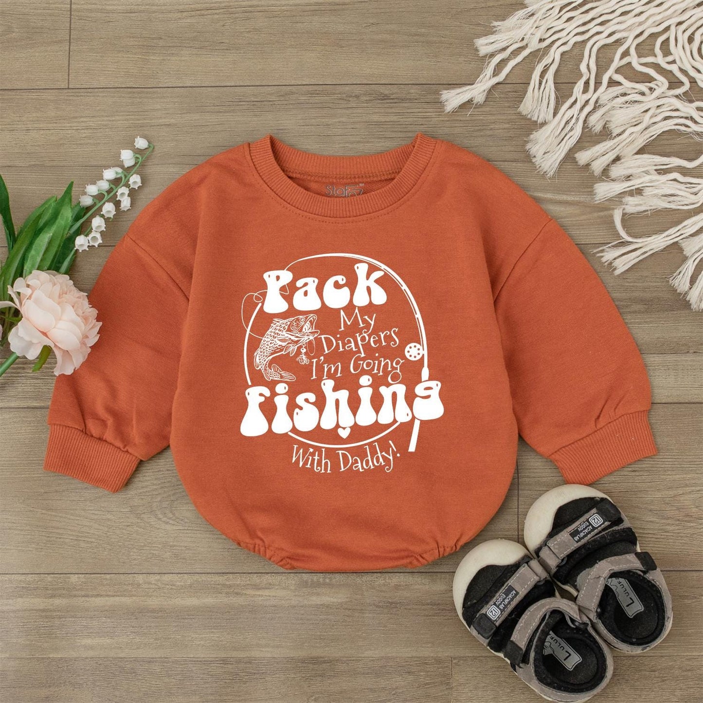Daddy and Me Fishing Baby Romper Bodysuit Cute Outdoor Outfit Newborn Baby Shower Gift Idea First Father's Day Camping Trip Infant Summer Apparel