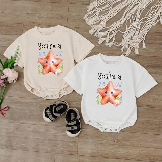 Cute Starfish Baby Romper Ocean Theme Outfit Sea Star Bodysuit Beach Baby Clothes Under the Sea Summer Toddler Infant Gift Idea for Newborn